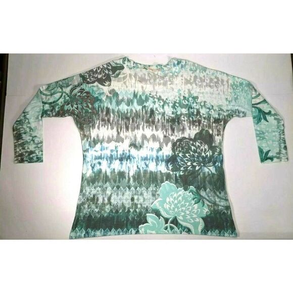 Soft Surroundings Shirt Top Tunic Flower Tie Dye - Picture 3 of 14